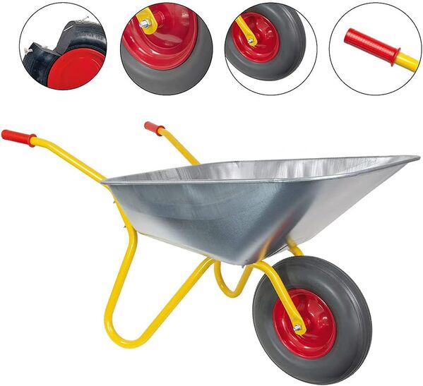 BD 1002 PUR Brouette | 100 litres | Roue en polyuréthane anti-crevaison | Charge maximale 150 kg | Cadre thermolaqué