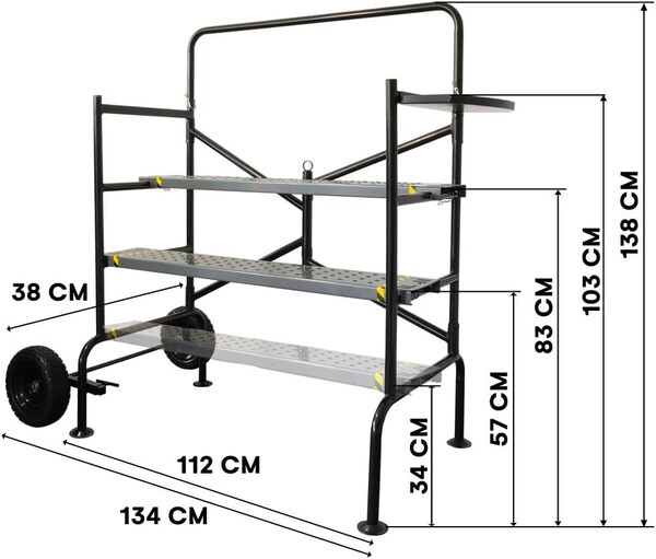 Echafaudage roulant Jardin - hauteur de travail 83cm - Pliable roues increvables - Echafaudage mobile sur roues - 150Kg