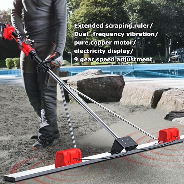 Outil Vibrant Pour Béton, Règle De Nivellement De Surface De Ciment De Chape électrique Sans Fil, Outil De Vibration De Chape En Béton électrique, Machine Vibrante De Finition De Ciment,1.8M-2Battery