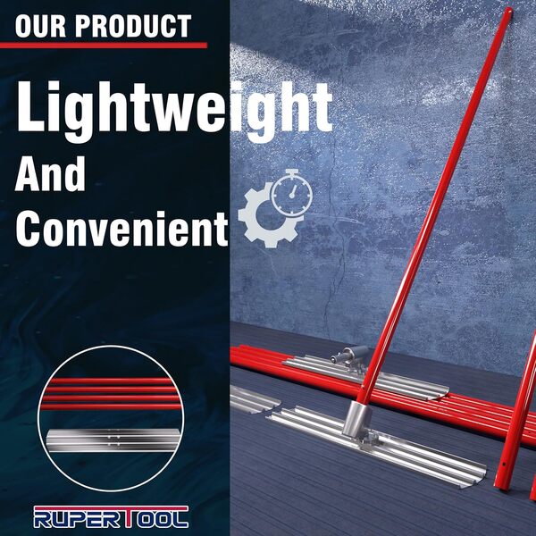 Flotteur en béton en alliage d'aluminium et de magnésium 121,9 x 20,3 cm, extrémité ronde, avec support réglable, 4 poignées de flotteur de 142,2 cm, kit d'outils de tamisage et de finition