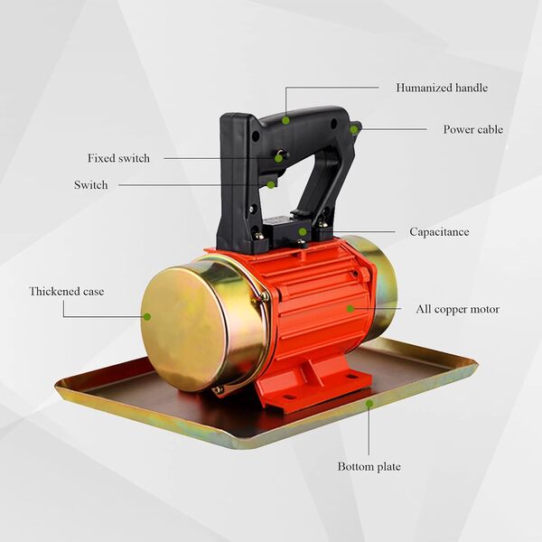 MXBAOHENG Béton Vibrateur 250W 2840rpm 220V Béton Plate Plate Vibrateur Portable Béton Ciment Truelle Vibrateur Béton Vibrateur Machine (Rouge)