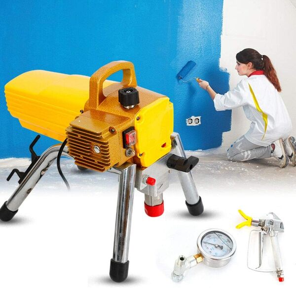 TFCFL Pulvérisateur de peinture Airless haute pression 1800 W 2,8 l/m Jaune Appareil manuel en plastique avec buse pour peinture