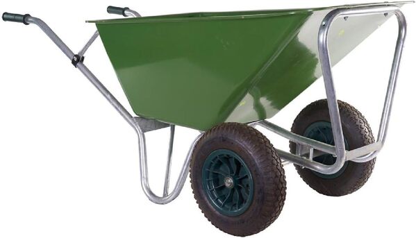 La zappa Brouette ''Wilby'' Chariot à Roulettes avec cadre tubulaire galvanisé et baignoire en PVC 160 lt à deux roues