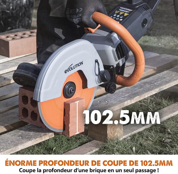 Evolution Scie à béton R255DCT 255 mm - Sans essence, coupe de 102,5 mm, fournie avec lame diamantée de qualité supérieure
