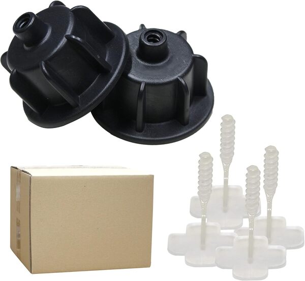 Karl Dahm Système de Nivellement de Carreaux Levelmac Kit Base Joints de 2 mm : 100 Cadrans de Serrage Noirs pour Carreaux de 3-12 mm d'Épaisseur + 500 Croisillons I Aide Pro Pose Carrelage - 12801