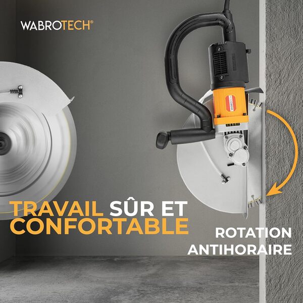 WABROTECH® Scie à Béton Électrique 320 mm - Coupe-Béton 4500 TR/MIN avec Lame Diamant pour Coupes à Sec et à L'eau 140 mm - Découpeuse de Béton 1800 W