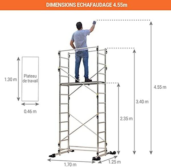 Echafaudage domestique: Hauteur de travail max 4.35m - 238703