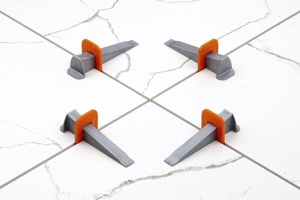 HexPro Système de nivellement de carrelage 1 mm, 1,5 mm, 2 mm, épaisseur du carrelage jusqu'à 15 mm, kit d'aide à la pose (20 kits de nivellement de 2 mm)