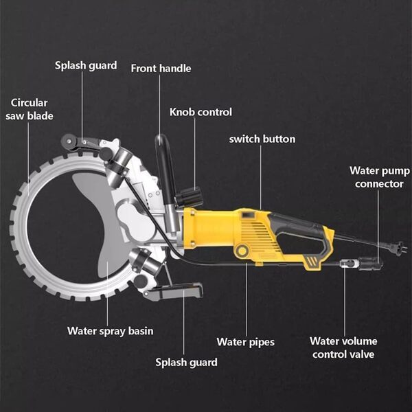 Machine De Découpe Murale à Scie Annulaire électrique, Scie à Béton 5000 W, Scie à Tronçonner électrique Pour Béton, Pierre, Brique, Tuile, Profondeur De Coupe De 290 Mm