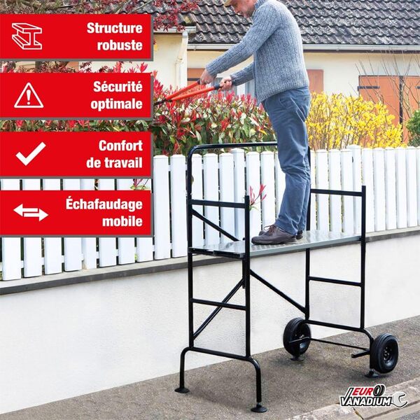 Echafaudage roulant avec garde-corps pliable et ajustable - EasyWork