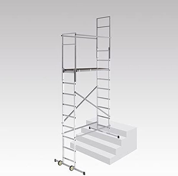 Echafaudage roulant d'escalier intérieur et extérieur 2,5m/4,5m en aluminium Hailo HobbyStep H5