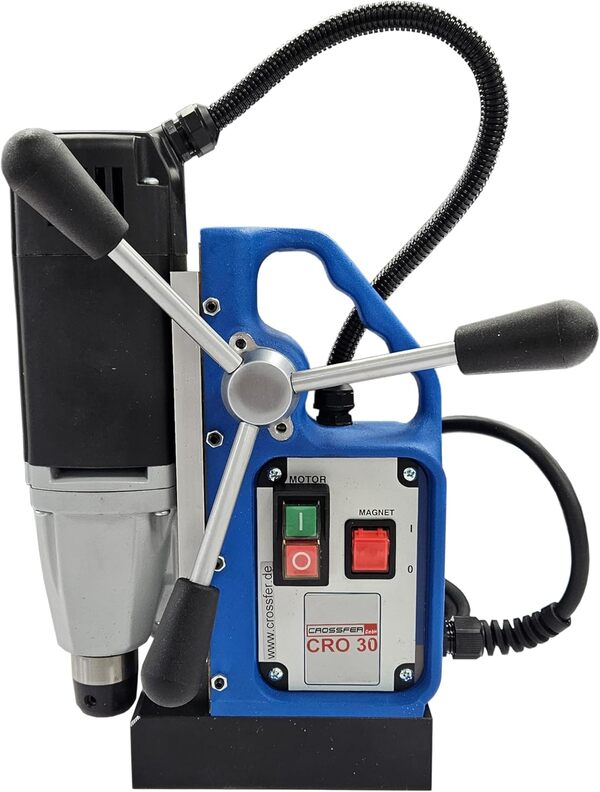 CROSSFER® Perceuse magnétique CRO 30 | Fabriqué en Allemagne | Diamètre de perçage 30 mm x profondeur de coupe 55 mm | Prise directe Weldon 19 mm | Perceuse à noyau magnétique