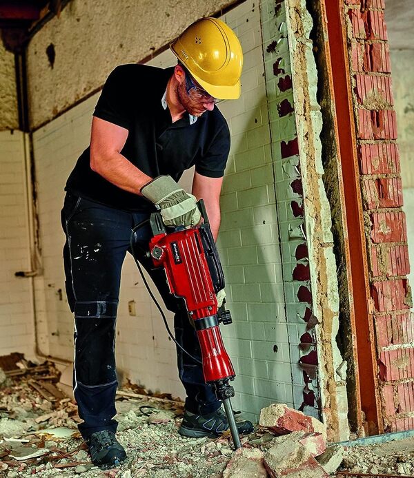 Einhell Marteau Piqueur TC-DH 43 (1600 W, Fréquence de frappe: 1800 cps/min, Force de frappe : 43J, Poignée supplémentaire réglable à 180°) Livré en coffret avec burin et pointeau