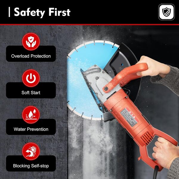 Esyogen Scie à béton électrique 220 V 3000 W, moteur en cuivre pur coupé de 135 mm, pour couper le béton de marbre de granit de briques avec lame de scie