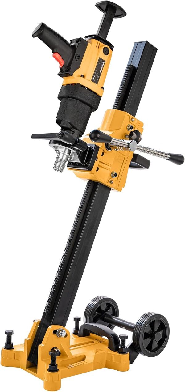 WABROTECH® WT45S Support de Forage Inclinable avec Pince de Montage (60 mm) - Support pour Carotteuse avec Rouleaux de Transport 12 kg - Support pour Carottage à Sec et à Eau - Aide au Forage