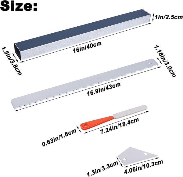 Frautron Le kit d'outils de luthier de guitare comprend un nivellement de frettes de guitare de 40,6 cm, un niveleur de frettes, une lime à frettes, un manche de guitare cranté à bord droit pour