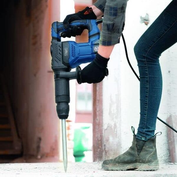 Scheppach Marteau de démolition AB1500x | Marteau à percussion | Puissance de frappe 20J | 1300W | SDS-Max | 4100 BPM | 6kg léger | Burin pointu, plat et coffret inclus