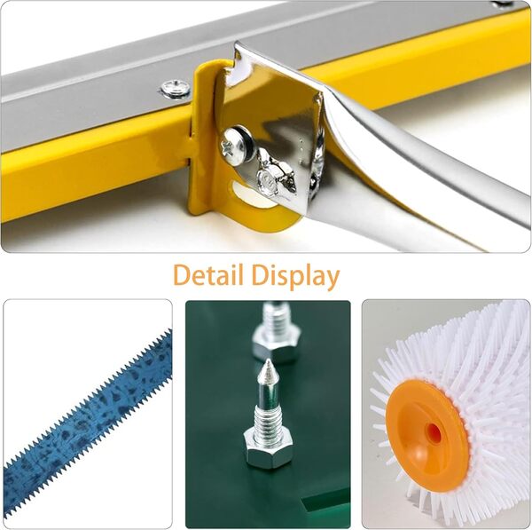 Kit d'outils de nivellement auto-nivelant en acier inoxydable avec patins à pointes pour sol époxy, rouleau à pointes pour enlever les bulles (jaune)