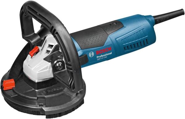 Bosch Professional ponceuse à béton GBR 15 CAG (avec meule assiette diamantée 125 mm, 3 couronnes à brosses de rechange, clé à ergots coudée, L-BOXX)