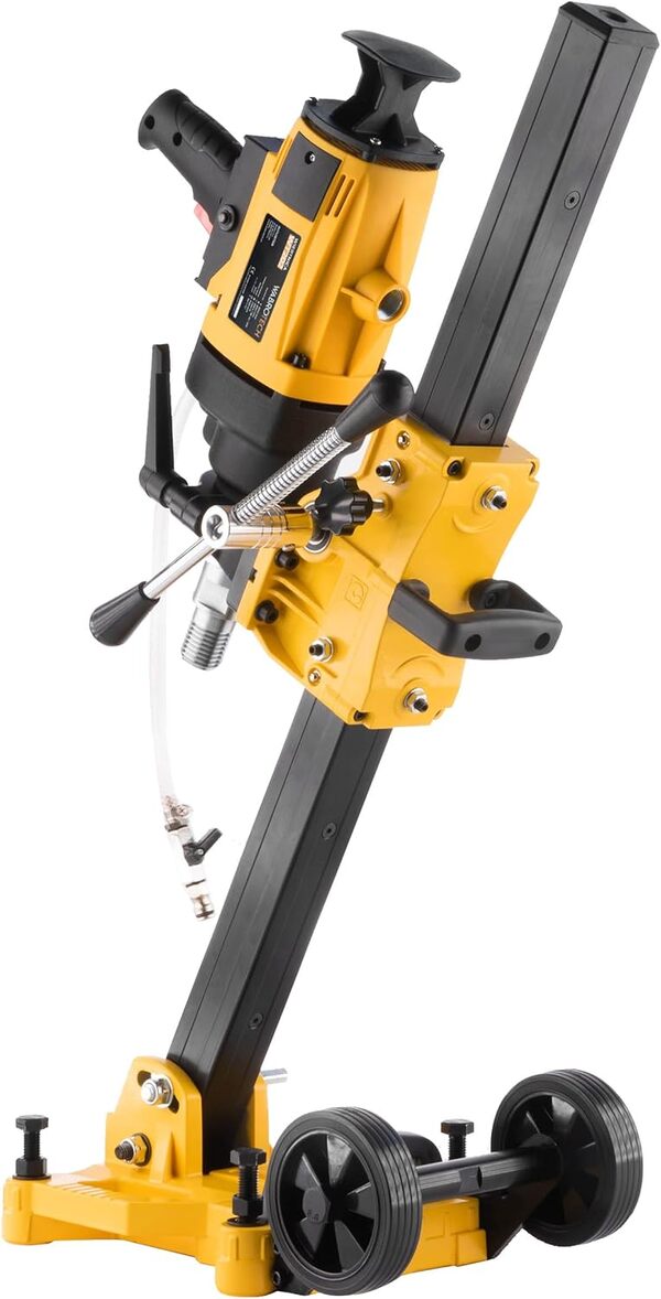 WABROTECH® Carotteuse à Main ⌀ 22–202 mm sur Support Incliné et Doseur d'eau 11 L - Carotteuse Beton 1400 TR/min avec PRCD – Appareil de Forage 2300 W pour Forage à Sec et à Eau - Caroteuse Diamantée