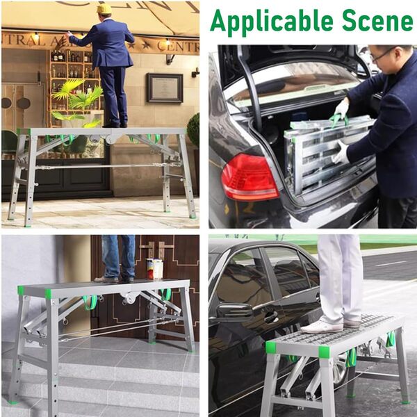 Plateforme de Travail Pliable, Échafaudage portatif Polyvalent, Banc à échelle et Tabouret à Hauteur réglable, Charge maximale 400 kg