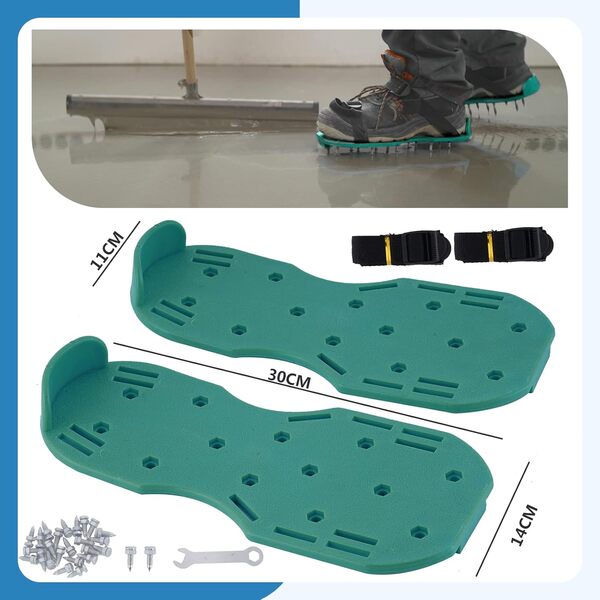 MXBAOHENG Kit d'outils de ciment auto-nivelant - Rouleau à pointes auto-nivelant - Kit d'outils pour béton - Chaussures à pointes - Grattoir en acier inoxydable - Outils de construction de sol