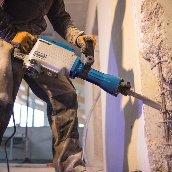 Scheppach Marteau de démolition AB1700 | Marteau perforateur | Marteau piqueur | 50 J | 1700W | 2000 coups/min | Burin pointu et burin plat 390mm | Coffret Métallique inclus