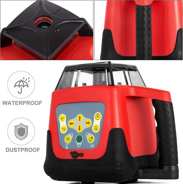 VEVOR Niveau Laser Rotatif avec Trépied et Mire Portée 500 m Vert Autonivelant 360° 1,65 m Télescopique 5 m Mire pour Construction Bâtiments Professionnels Maçonnerie Clôtures Entrepreneurs Fondations