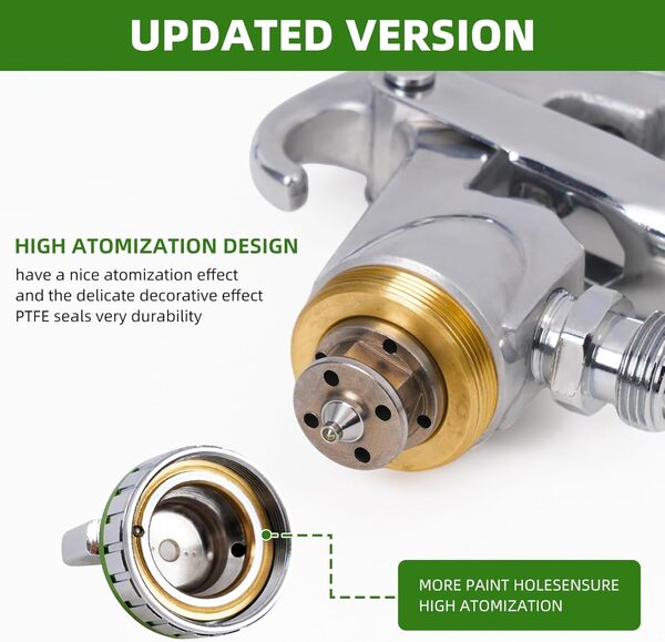 Pistolet à peinture à air comprimé à alimentation sous pression, pulvérisateur de peinture sans tasse – Buse de 1,5 mm