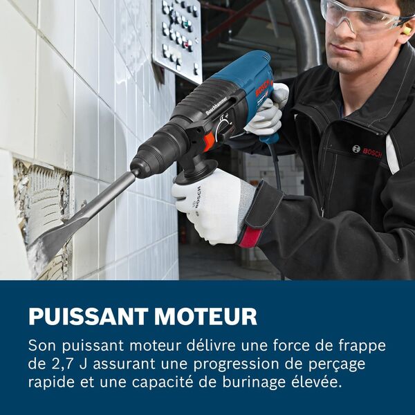 Bosch Professional perforateur GBH 2-26 F (puissance 830 W, mandrin interchangeable SDS plus, poignée auxiliaire, butée de profondeur, chiffon, mandrin à changement rapide, coffret de transport) [Classe énergétique B]