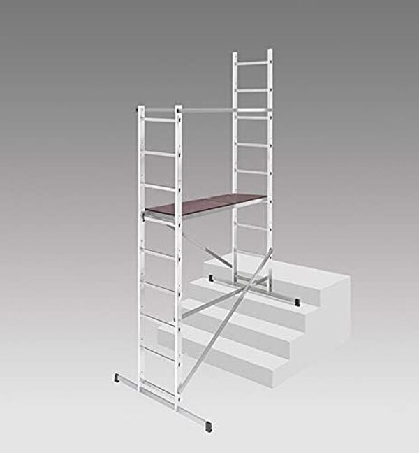 Echafaudage pour escalier intérieur et extérieur 1,7m/3,7m en Aluminium Hailo HobbyStep H4