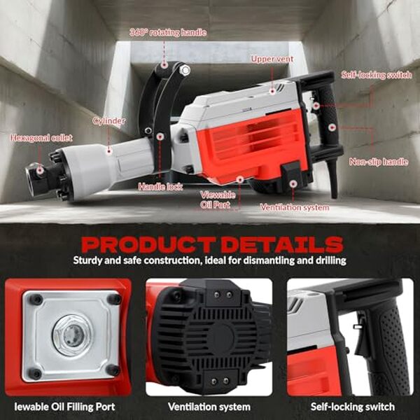 Découvrez l'efficacité redoutable du marteau de démolition 3500W : un outil puissant pour tous vos travaux importants, parfait pour les bricoleurs exigeants.