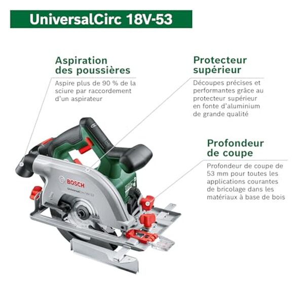 Découvrez notre test complet de la scie circulaire sans fil Bosch UniversalCirc 18V-53 : puissance, autonomie et polyvalence pour tous vos projets de bricolage.
